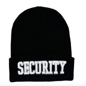 Security Officer Black Cuffed Knit Beanie